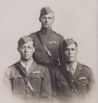 Konnie J., John Davidson and Frank F., Sept. 1917. New cadets in the Royal Flying Corps in England