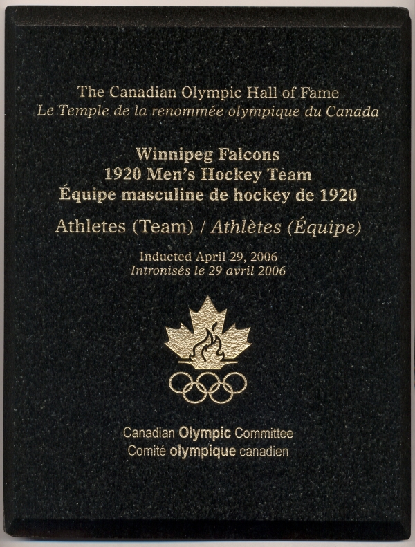 Plaque awarded by the Canadian Olympic committee
